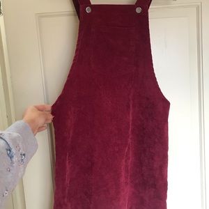 NWOT Cute Maroon Corduroy Skirt Overalls.